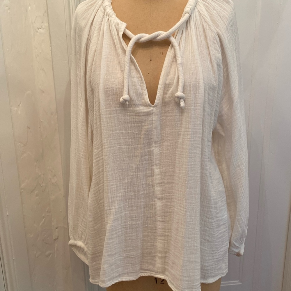 NWT cream gauze blouse size L